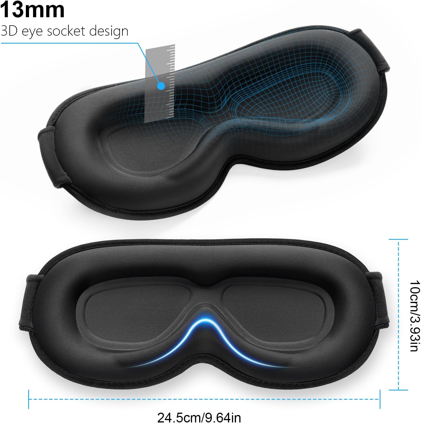 Dimensions du masque de sommeil 3D