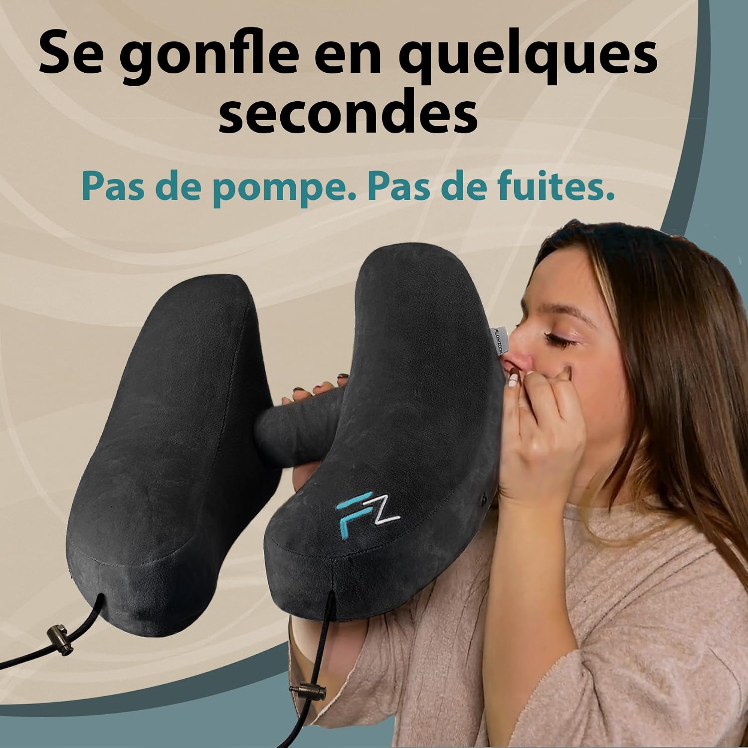 Oreiller en H gonflé en quelques souffles, sans pompe
