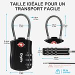Dimensions du cadenas, compact pour le transport