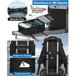 Ouverture complète du sac comme une valise, avec poche ordinateur