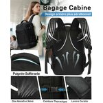 Dos, bretelles et sangle de fixation sur valise du sac cabine