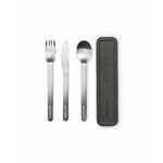 Couverts de voyage en inox Brabantia : fourchette, couteau, cuillère et étui