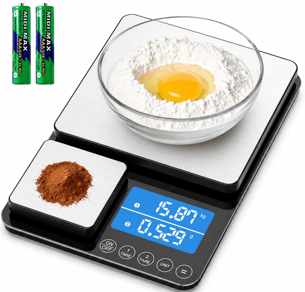 Diyife Balance Cuisine Haute Double Plateforme [500G/0.01G &amp; 15Kg/1G]