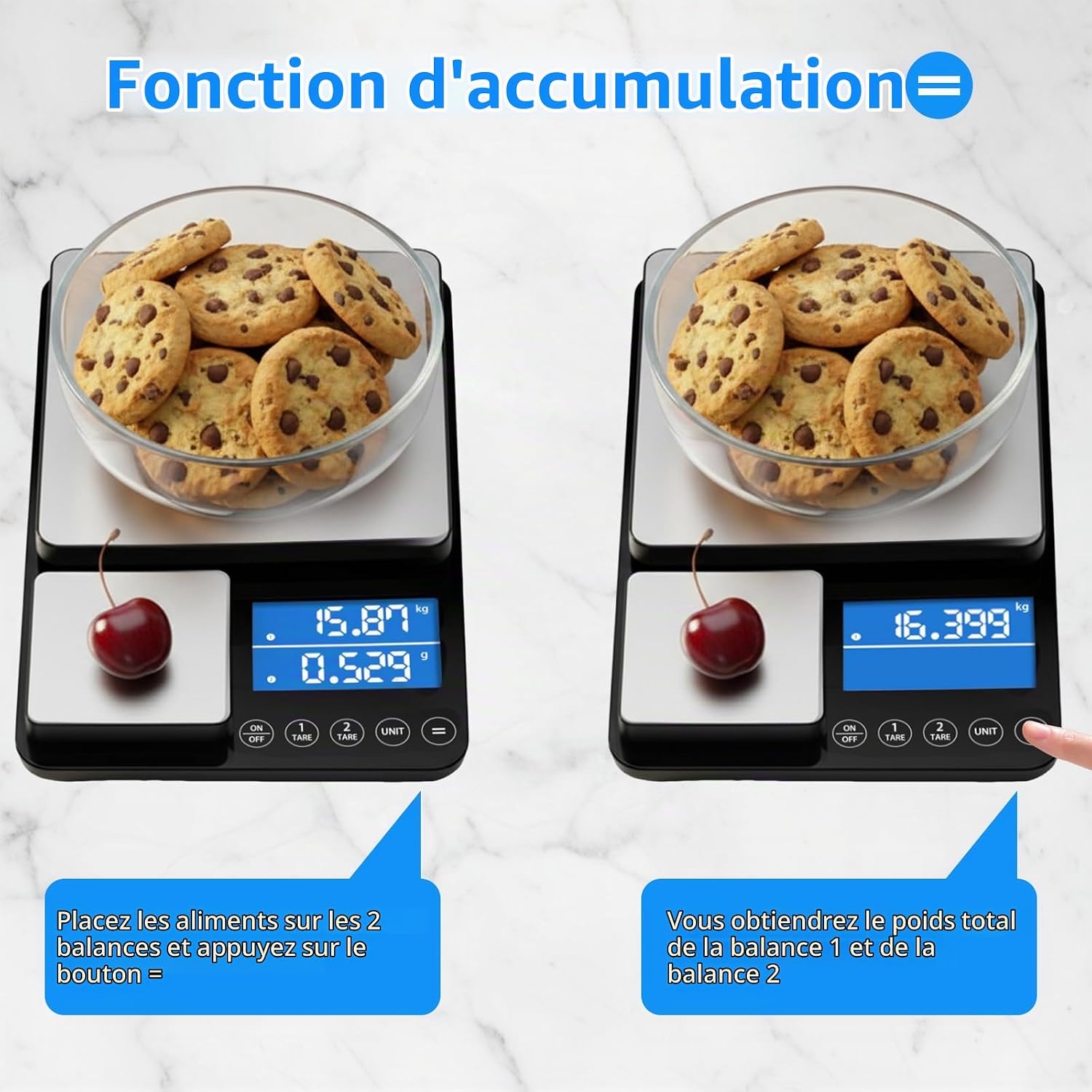 Diyife Balance Cuisine Haute Double Plateforme [500G/0.01G &amp; 15Kg/1G] 4