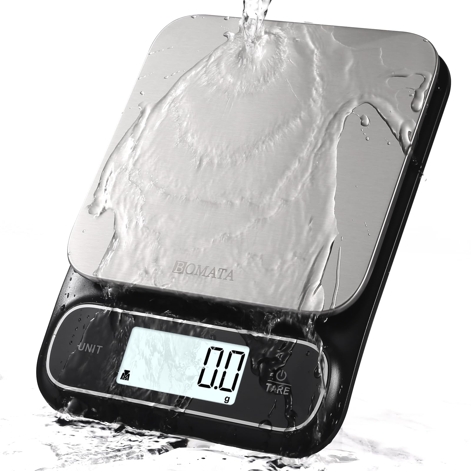 Balance de cuisine BOMATA étanche IPX6, 0,1g de Haute Précision 0,1g 5kg Noir