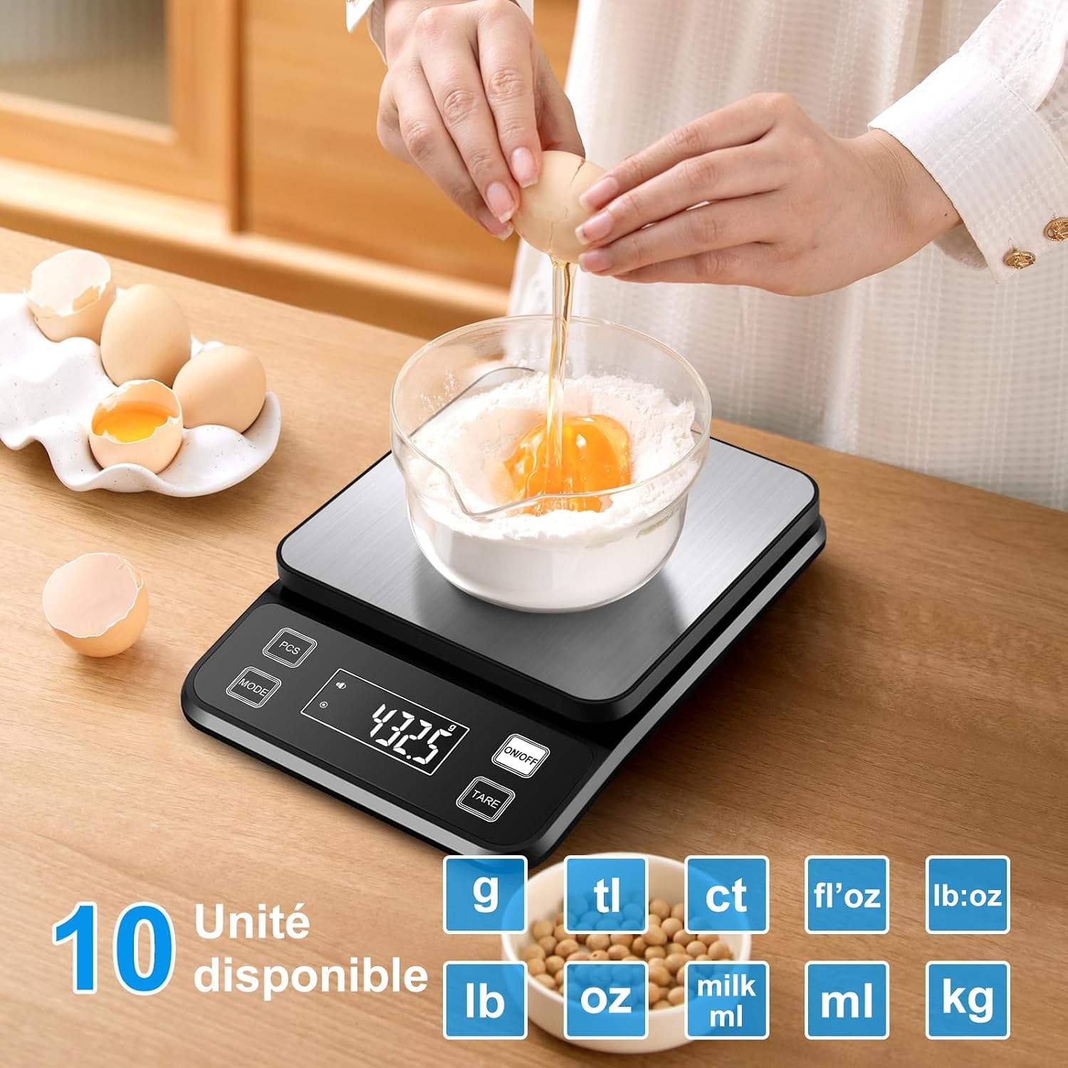 Diyife Balances de Cuisine Entièrement Étanche, 10kg, IPX67 &amp; Rechargeable Noir 4