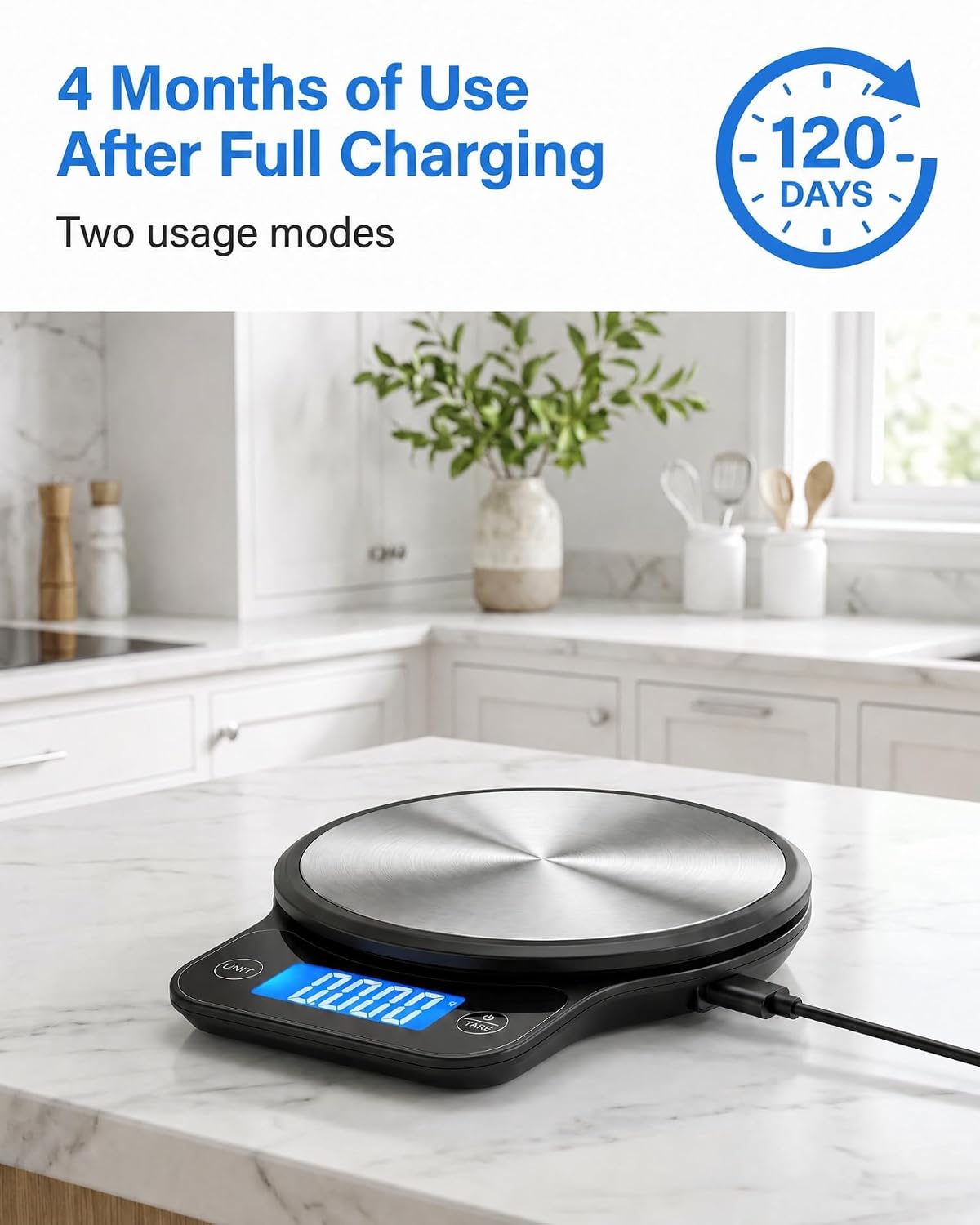 Balance de cuisine numérique, USB C, balance de cuisine électronique, 10 kg, haute précision, 0,5 g/0,02 oz, professionnell 7