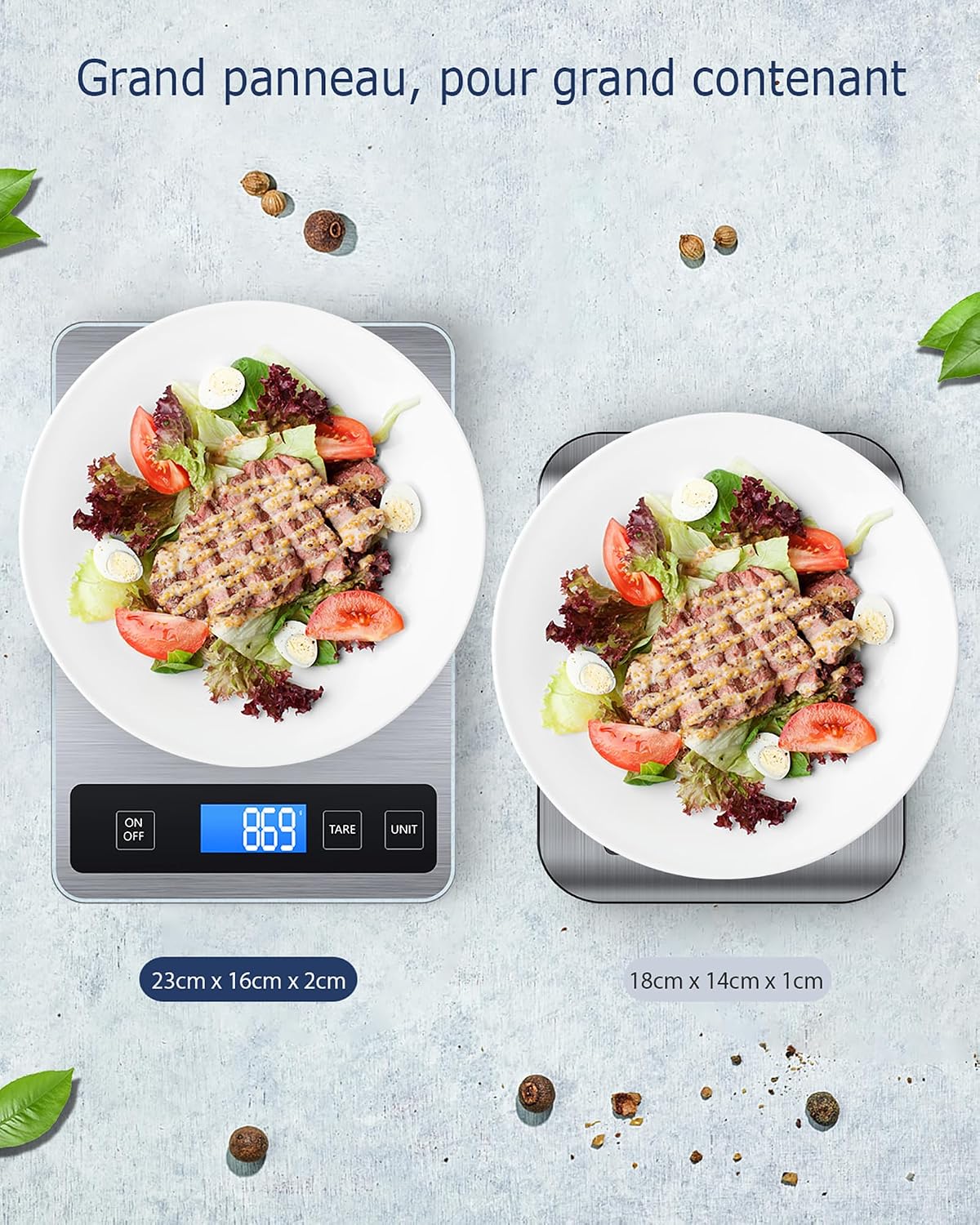 Balance de cuisine numérique 15 kg pour la préparation des repas, Pèse alimentaire électronique en Acier inoxydable avec pr 3