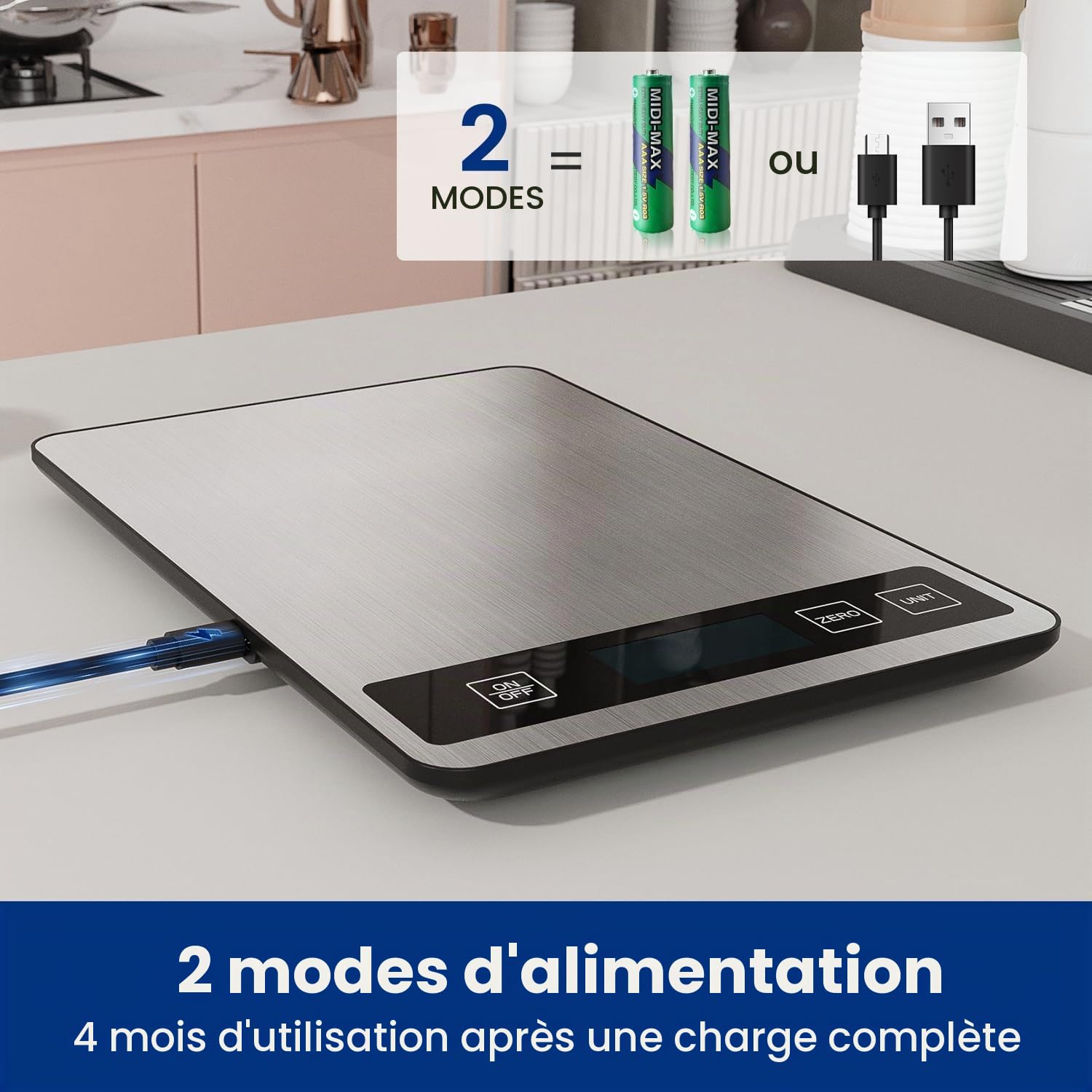 Balance de Cuisine Numérique Rechargeable 15 kg 5