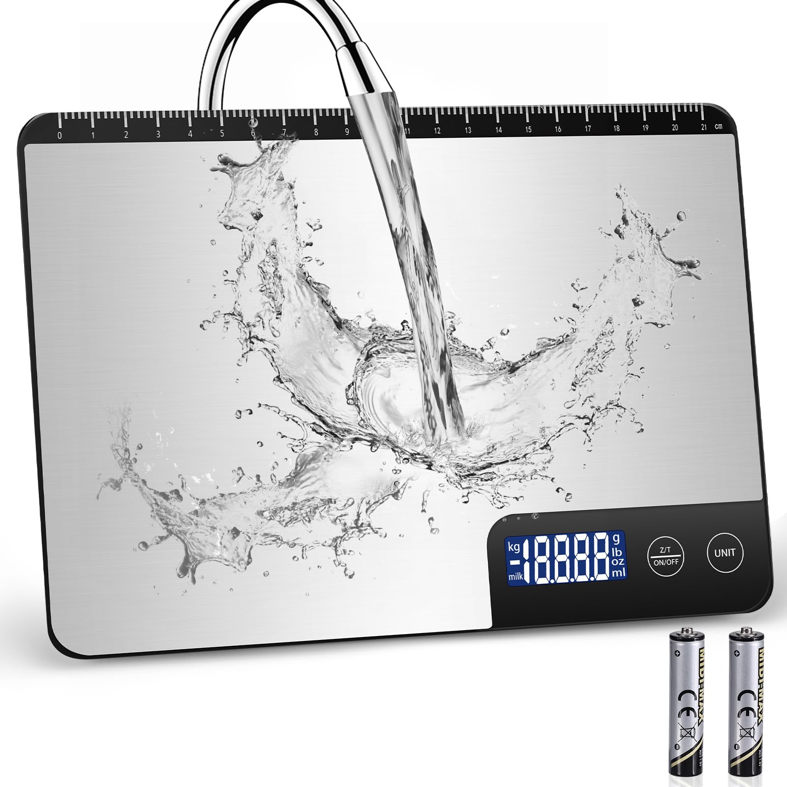 Balance de Cuisine Électronique 15kg, Précise à 1g, Écran LCD Argent Satiné