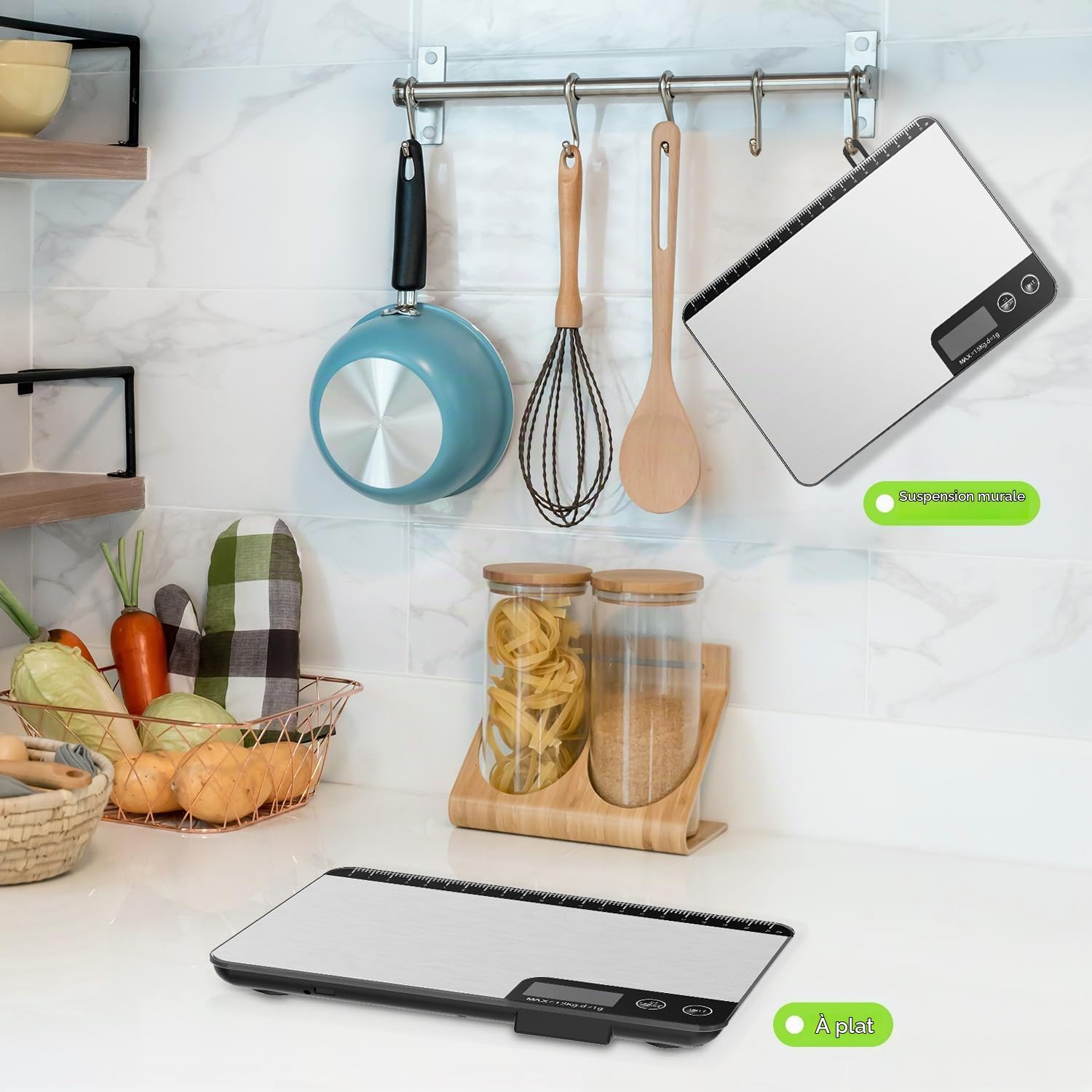 Balance de Cuisine Électronique 15kg, Précise à 1g, Écran LCD Argent Satiné 2