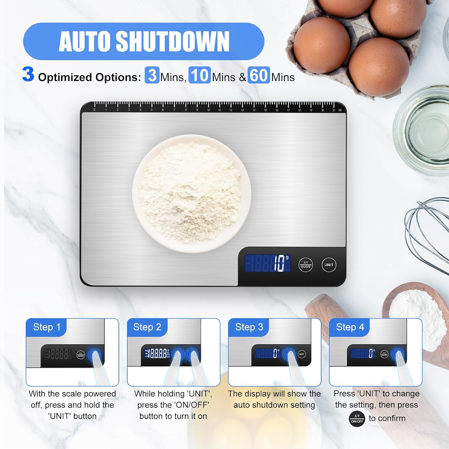 Balance de Cuisine Électronique 15kg, Précise à 1g, Écran LCD Argent Satiné 3
