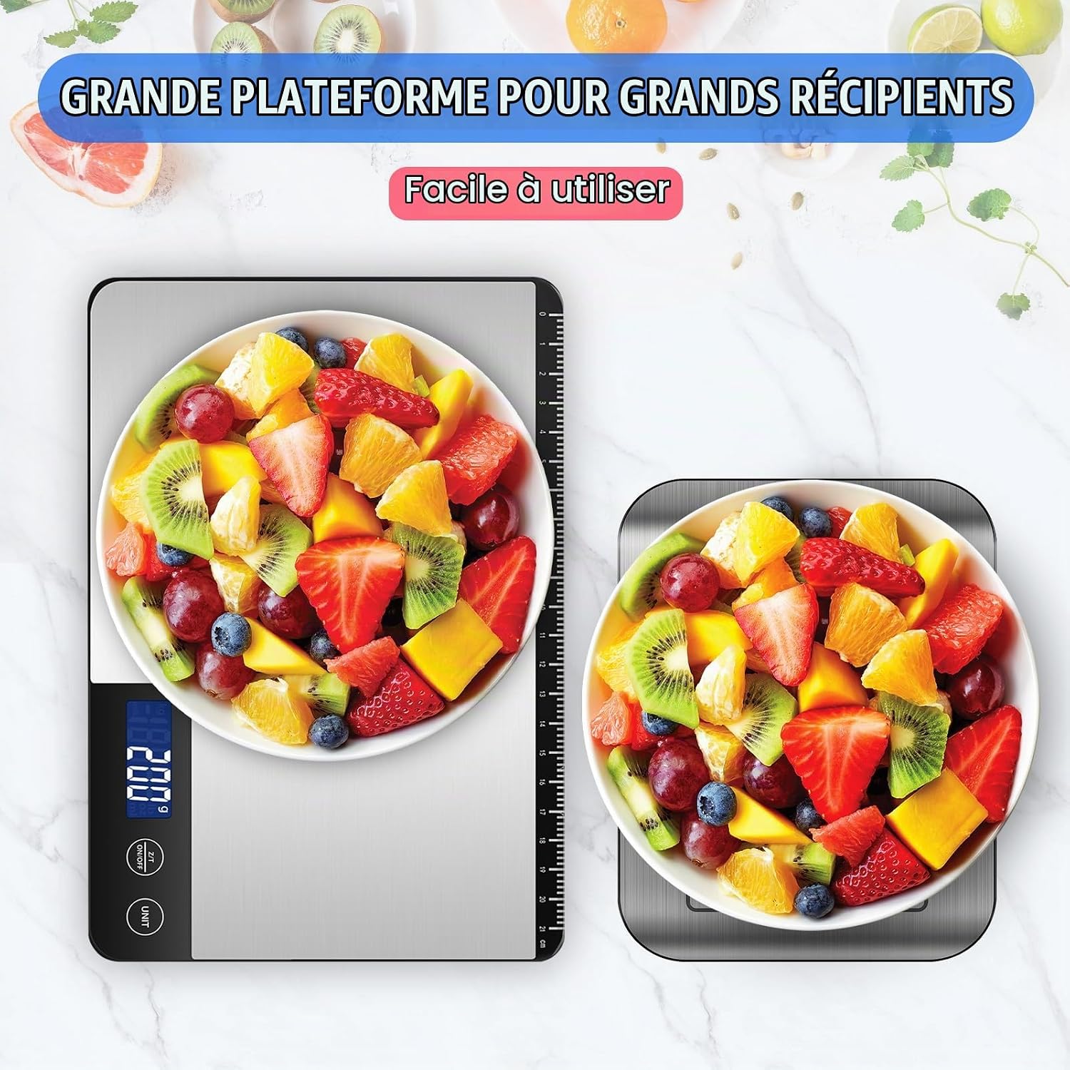 Balance de Cuisine Électronique 15kg, Précise à 1g, Écran LCD Argent Satiné 6