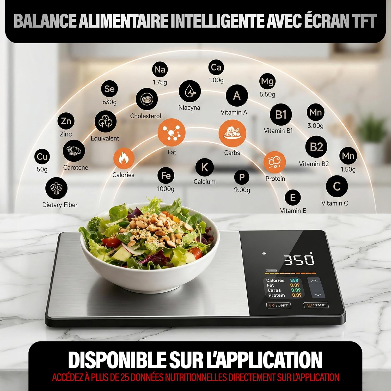 Balance Cuisine Alimentaire Calcul Calories Protéines Glucides Lipide | Balance de Cuisine Nutritionnelle Précision 1g | Éc 2