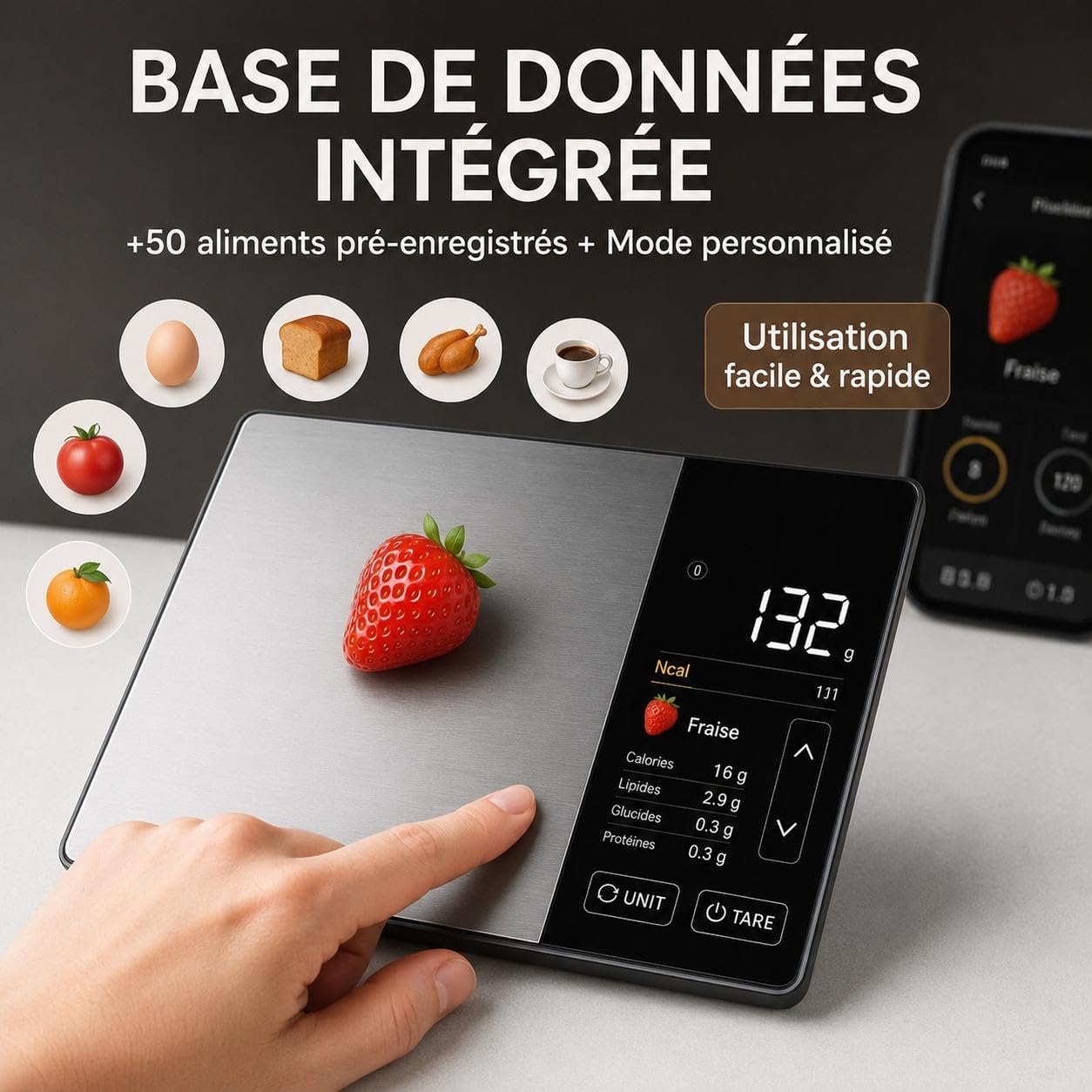 Balance Cuisine Alimentaire Calcul Calories Protéines Glucides Lipide | Balance de Cuisine Nutritionnelle Précision 1g | Éc 3