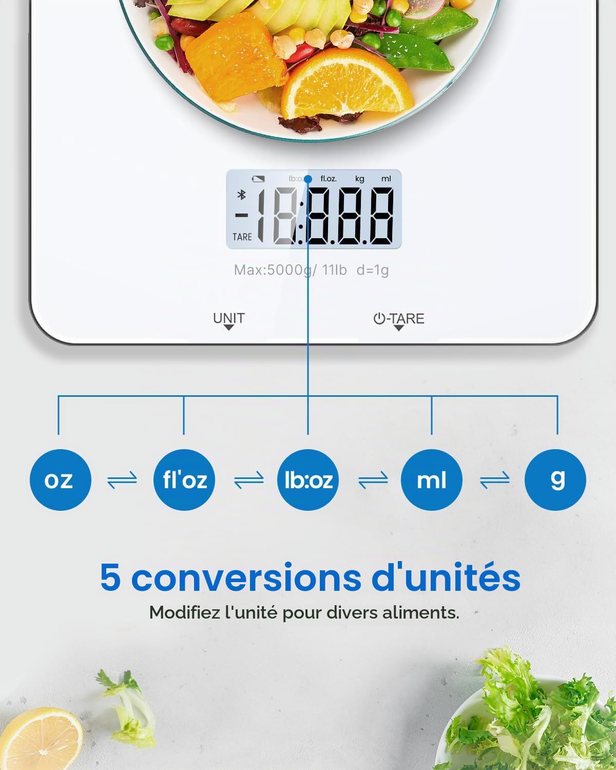RENPHO Balance de Cuisine Numérique, Cuisson, Café, App 192x167mm 5