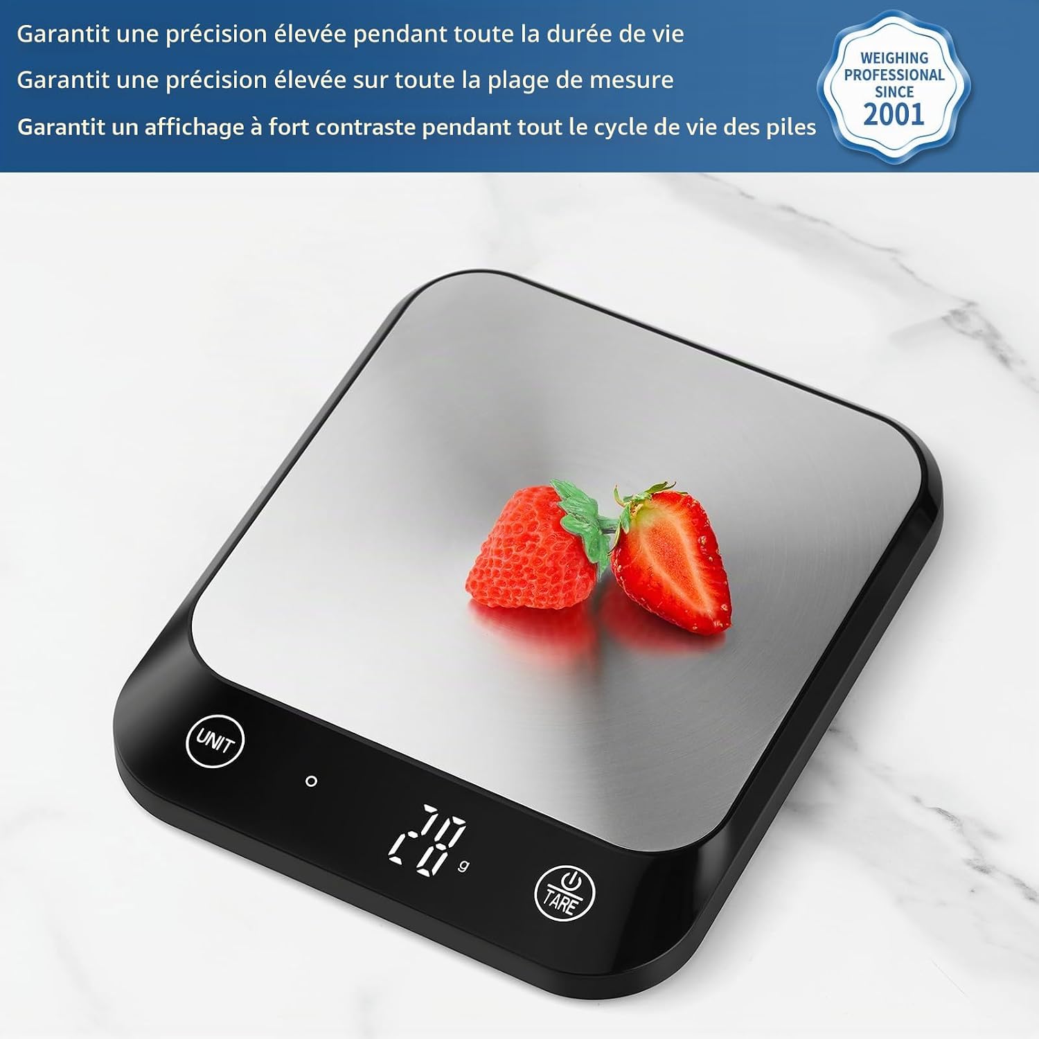 Vitafit 10kg Balance de cuisine numérique, Professionnelle de Pesage Depuis 2001, 6 Unités et Fonction Tare Acier Inoxydabl 2