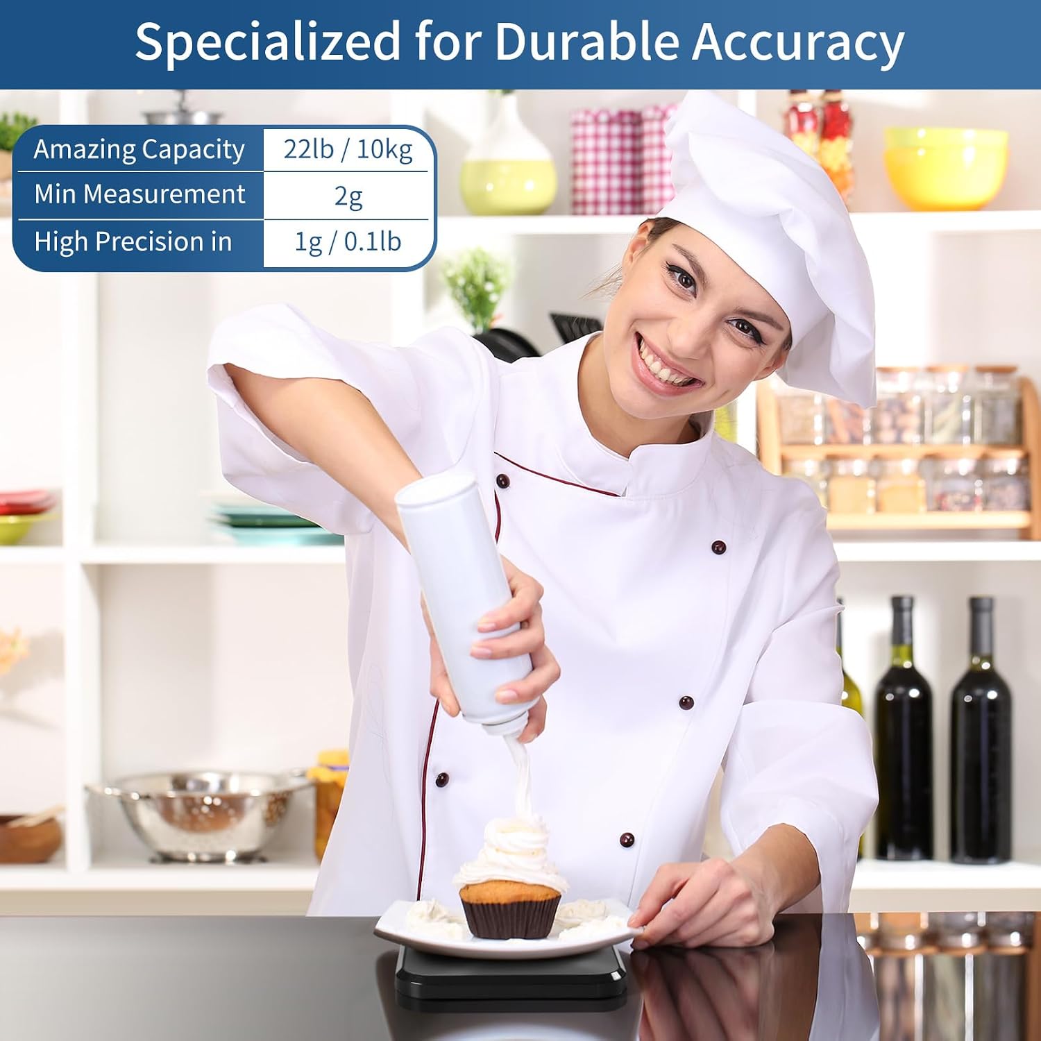 Vitafit 10kg Balance de cuisine numérique, Professionnelle de Pesage Depuis 2001, 6 Unités et Fonction Tare Acier Inoxydabl 3