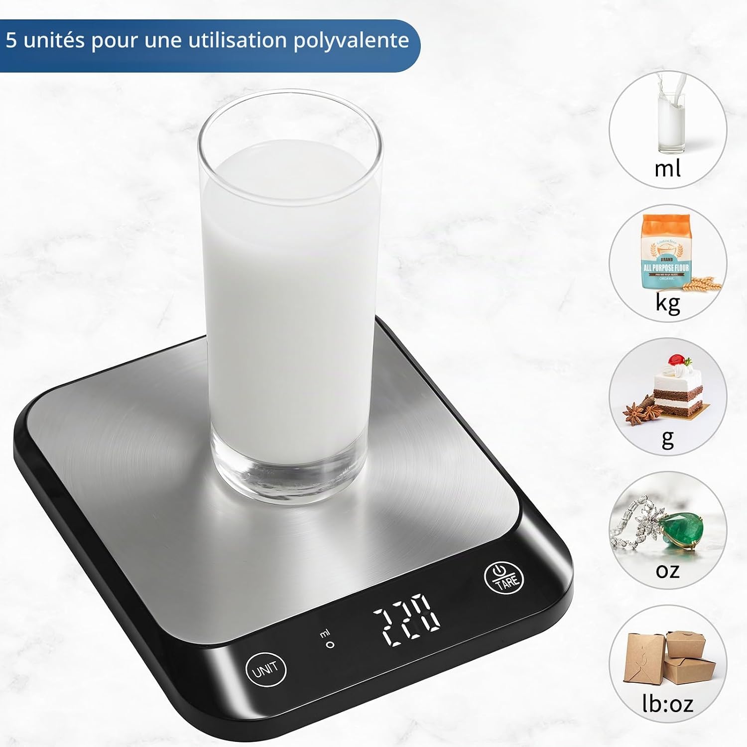 Vitafit 10kg Balance de cuisine numérique, Professionnelle de Pesage Depuis 2001, 6 Unités et Fonction Tare Acier Inoxydabl 4