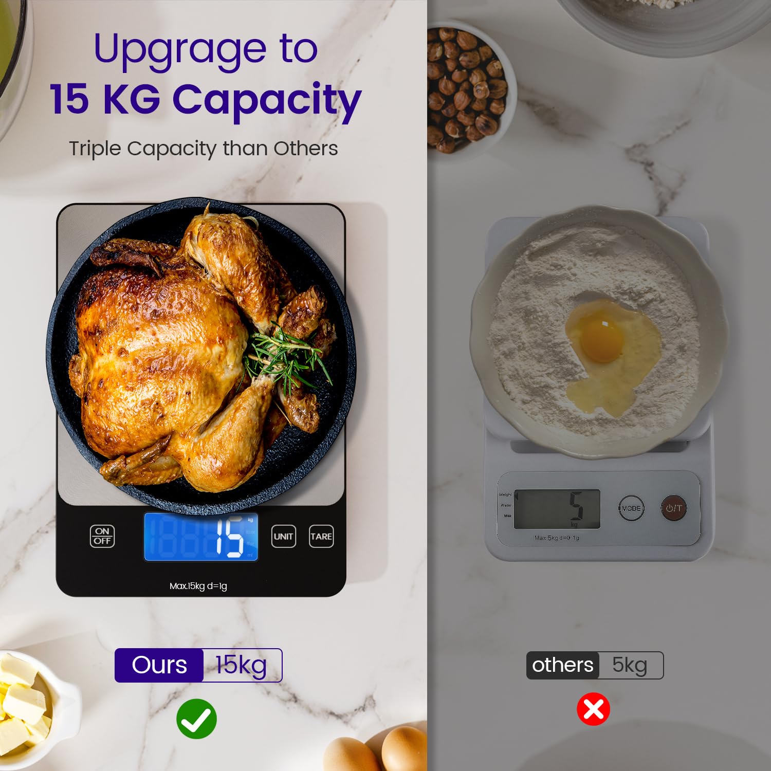 Balance électronique à recharge USB-C Balance de cuisine numérique 02 3
