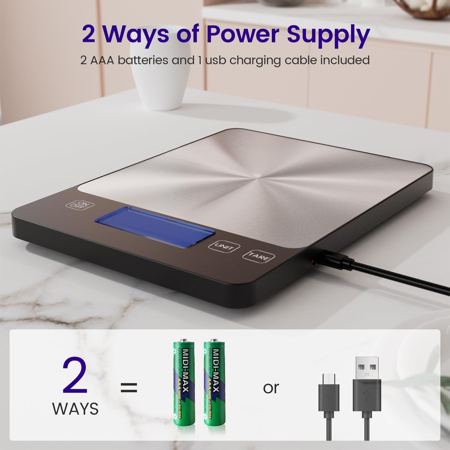 Balance électronique à recharge USB-C Balance de cuisine numérique 02 4