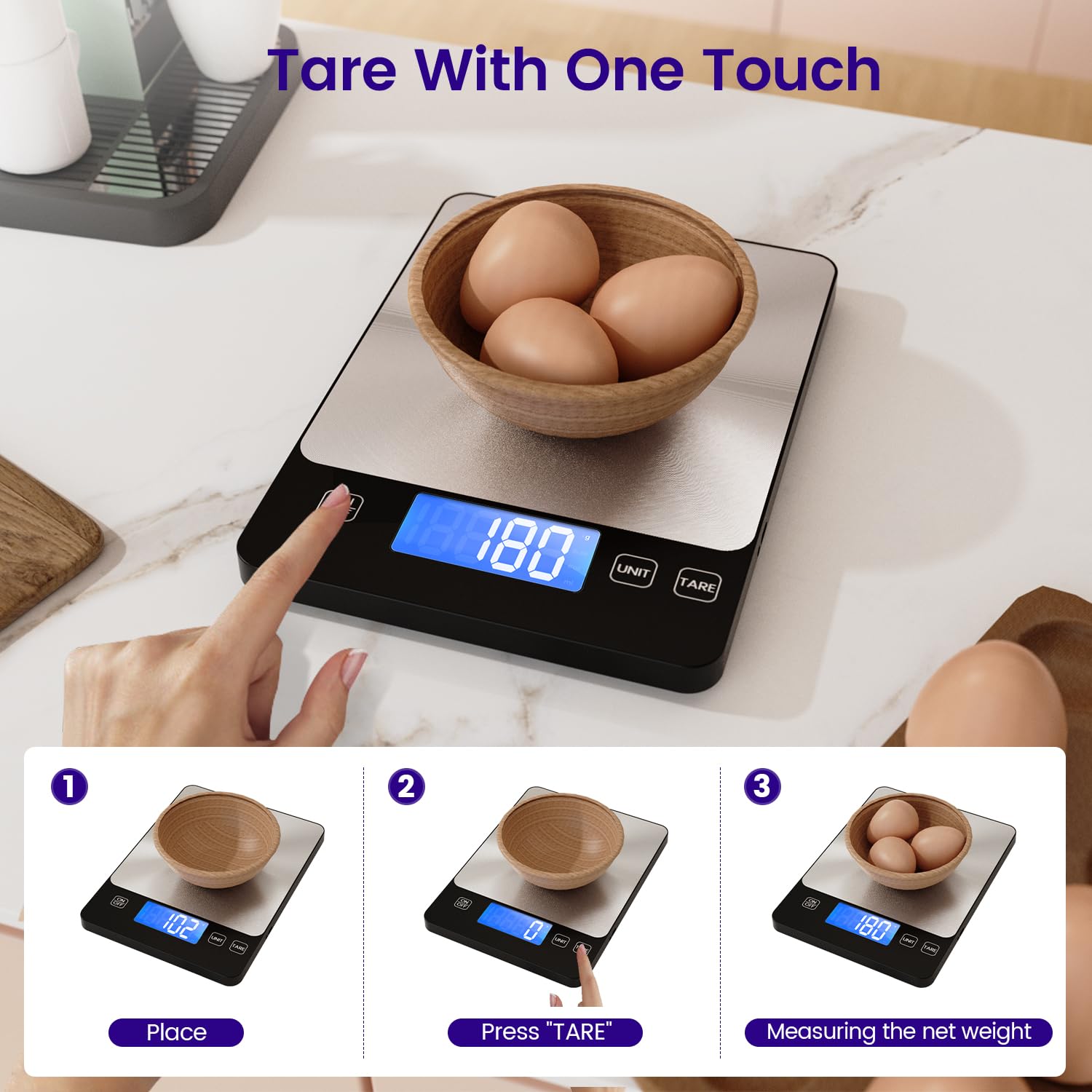 Balance électronique à recharge USB-C Balance de cuisine numérique 02 7