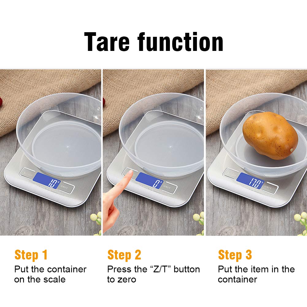 GRIFEMA GA2002 Balance de Cuisine Électronique de Haute Précision 5000g/1g avec Écran LCD Rétroéclairé, 6 Unités et Fonctio 5