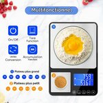 Balance de cuisine numérique à double plateau,500g/0,01g et 15kg/1g Argent Titane 3
