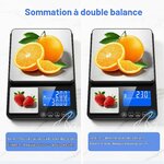 Balance de cuisine numérique à double plateau,500g/0,01g et 15kg/1g Argent Titane 4