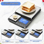 Balance de cuisine numérique à double plateau,500g/0,01g et 15kg/1g Argent Titane 5