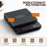 BAGAIL Balance Numérique à Café avec Minuterie, Précision 0.1g, Grand Écran, Tarage Automatique, Boutons Tactiles, Recharge 2