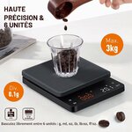 BAGAIL Balance Numérique à Café avec Minuterie, Précision 0.1g, Grand Écran, Tarage Automatique, Boutons Tactiles, Recharge 3