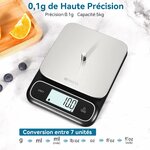 Balance de cuisine BOMATA étanche IPX6, 0,1g de Haute Précision 0,1g 5kg Noir 2