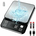 Diyife Balances de Cuisine Entièrement Étanche, 10kg, IPX67 & Rechargeable Noir