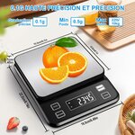Diyife Balances de Cuisine Entièrement Étanche, 10kg, IPX67 & Rechargeable Noir 3
