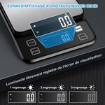 Diyife Balances de Cuisine Entièrement Étanche, 10kg, IPX67 & Rechargeable Noir 7