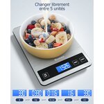 Balance de cuisine numérique 15 kg pour la préparation des repas, Pèse alimentaire électronique en Acier inoxydable avec pr 2