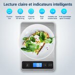 Balance de cuisine numérique 15 kg pour la préparation des repas, Pèse alimentaire électronique en Acier inoxydable avec pr 7