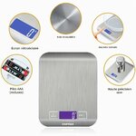 GRIFEMA GA2002 Balance de Cuisine Électronique de Haute Précision 5000g/1g avec Écran LCD Rétroéclairé, 6 Unités et Fonctio 4