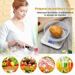 GRIFEMA GA2002 Balance de Cuisine Électronique de Haute Précision 5000g/1g avec Écran LCD Rétroéclairé, 6 Unités et Fonctio 7