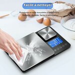 Balance de cuisine numérique à double plateau,500g/0,01g et 15kg/1g Argent Brossé 6