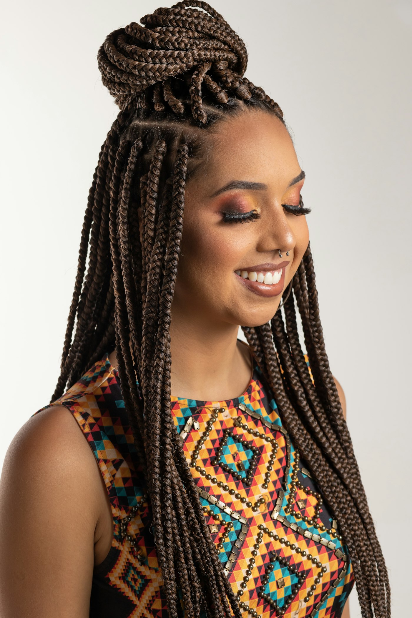 Box braids en chignon