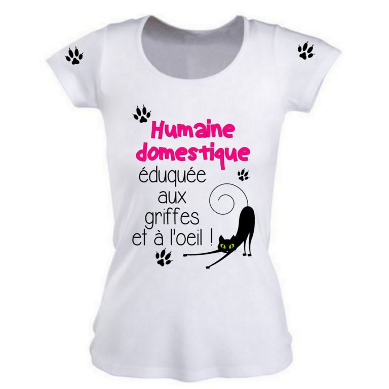 Tee Shirt Femme Humour Chat Humaine Domestique Vetement Femme Tee Shirt Femme Mimi Cadeau
