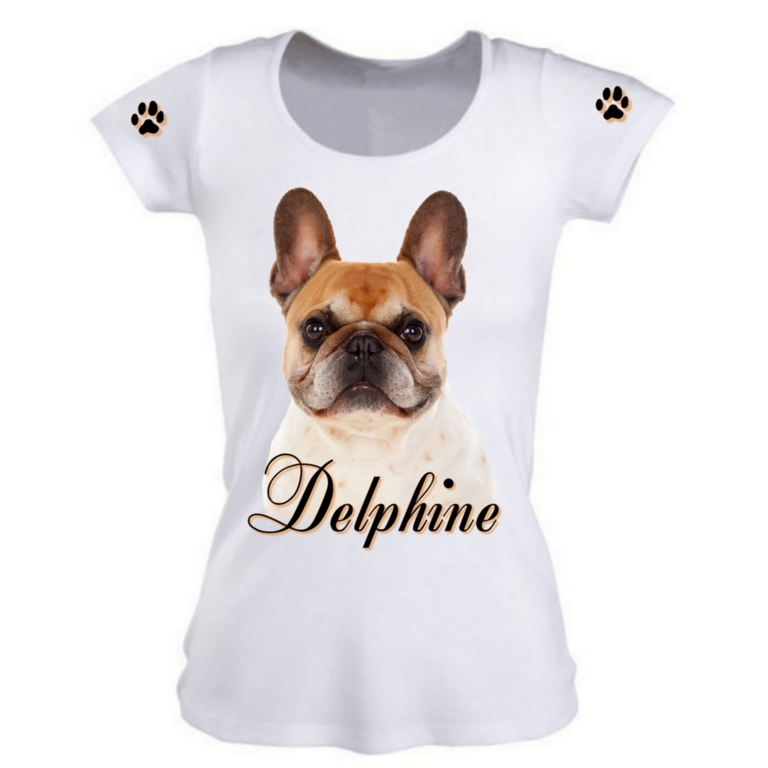 Velocitee Femmes T-shirt Psychédélique Français Bulldog mignon chien fashion A19042 