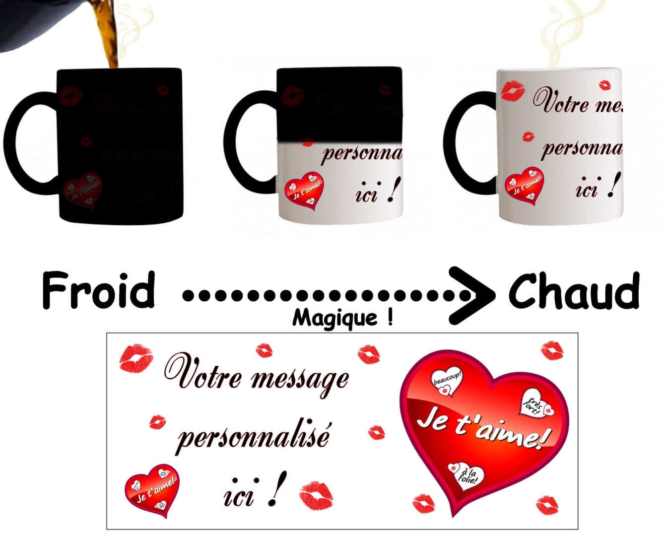 Mug Tasse Magique Amour Je T Aime Personnalise Avec Message Tasse Mug Mug Magique Mimi Cadeau