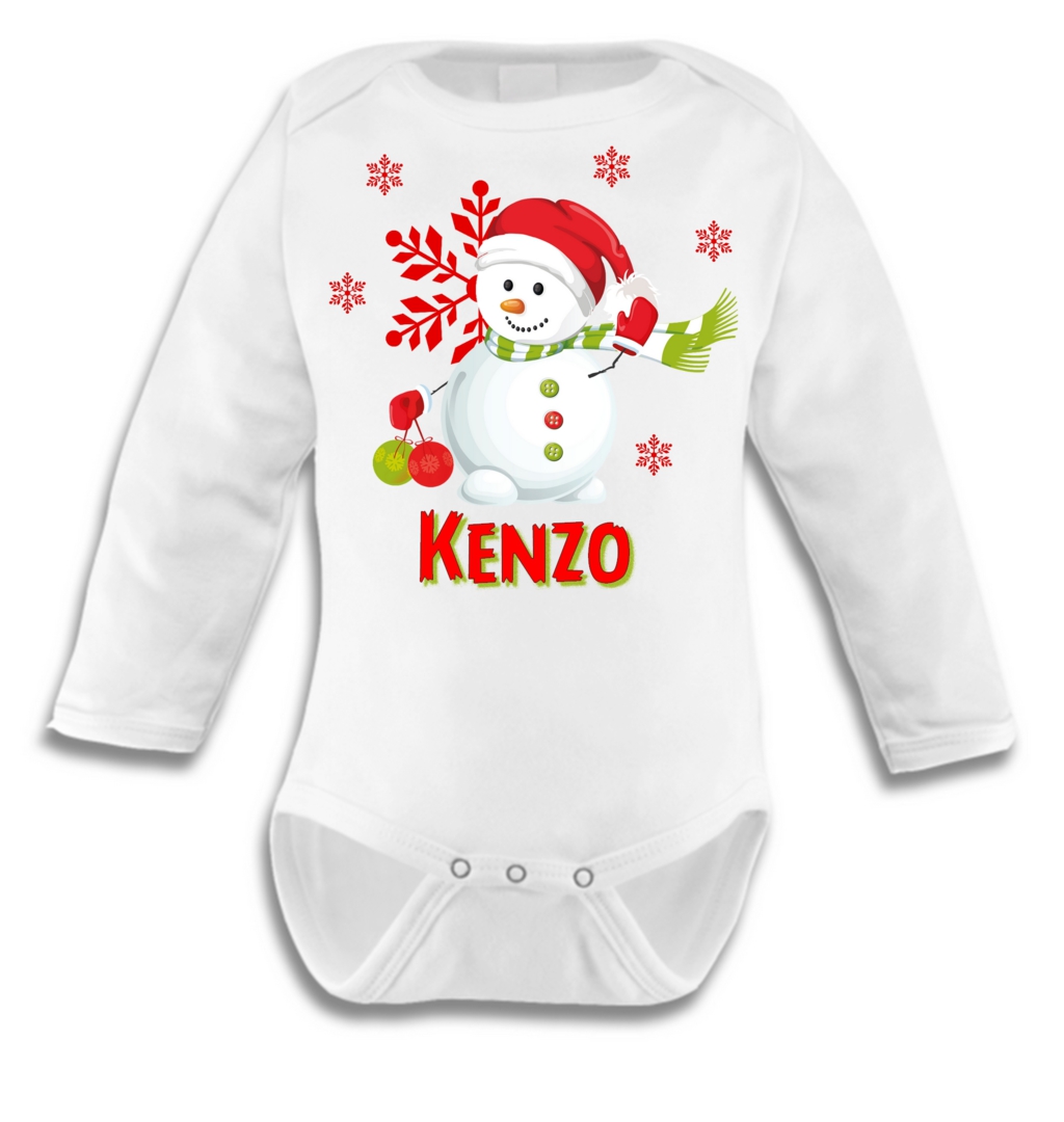 Body Bebe Noel Bonhomme De Neige Personnalise Avec Prenom Au Choix Vetement Noel Mimi Cadeau