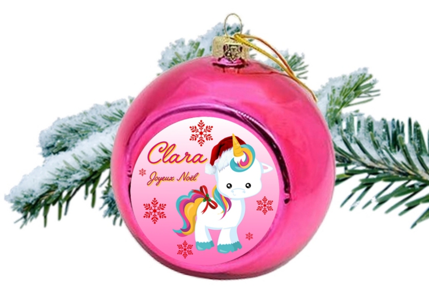 Boule De Noël Licorne Personnalisée Avec Le Prénom De Votre Choix