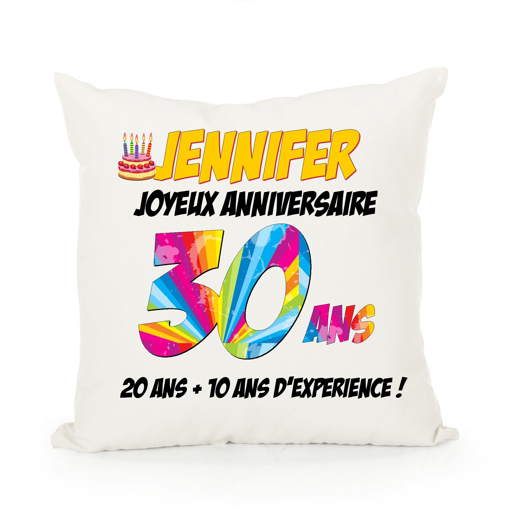 Coussin Anniversaire  30 Ans personnalis  avec pr nom et 