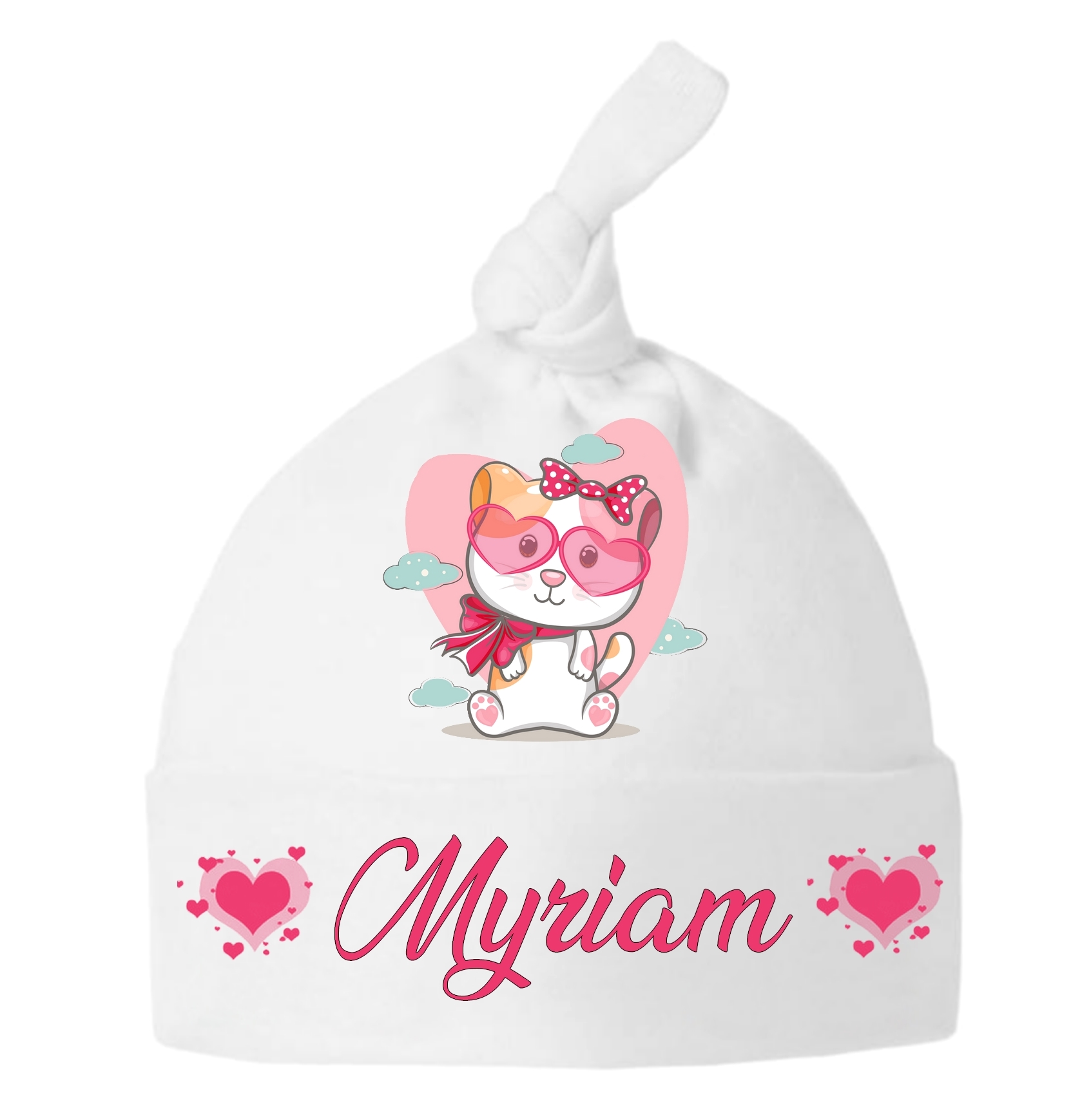 Bonnet Bebe Noeud Chat Chaton Personnalise Avec Prenom Bebe Bonnet Noeud Mimi Cadeau