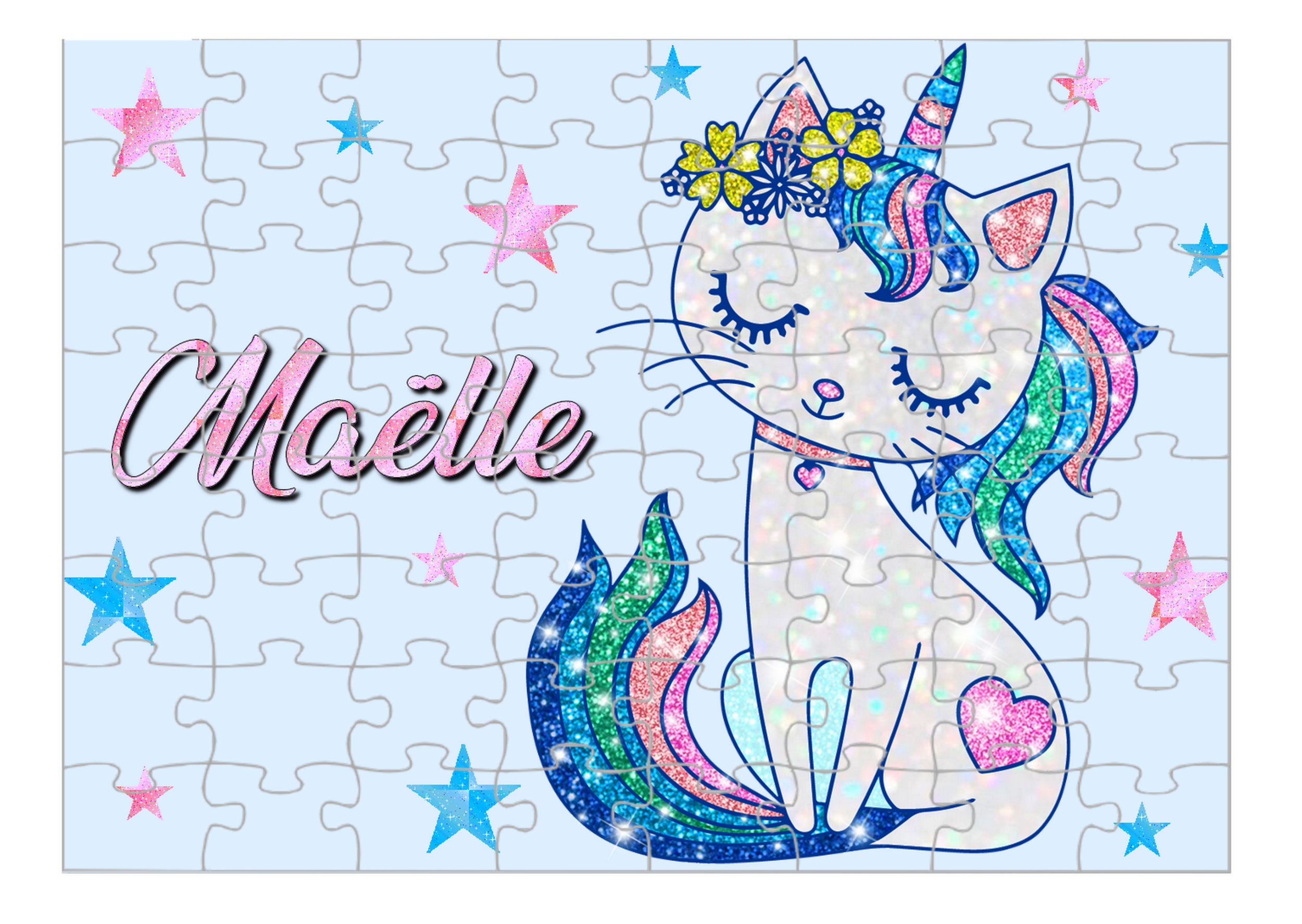 Puzzle Chat Licorne Personnalise Avec Prenom Jeu Jouet Puzzle Mimi Cadeau